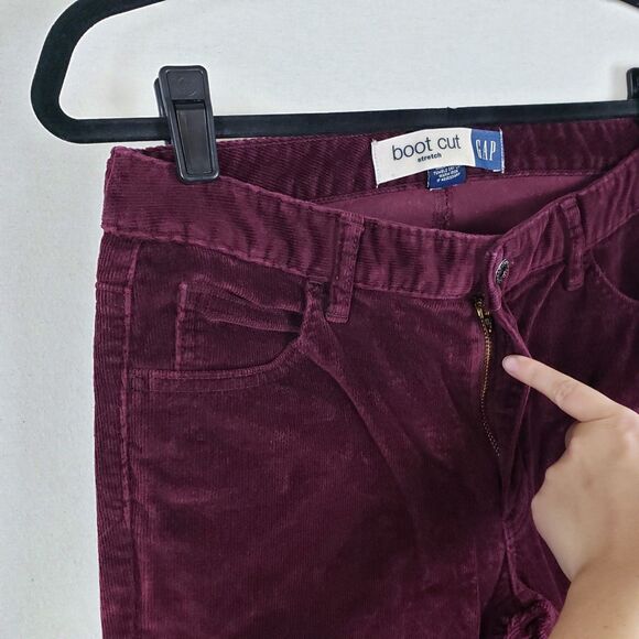 Gap Corduroy Pants Bootcut Womens 8 Burgundy Red Y2K Preppy Retro Whimsigoth - Picture 4 of 9